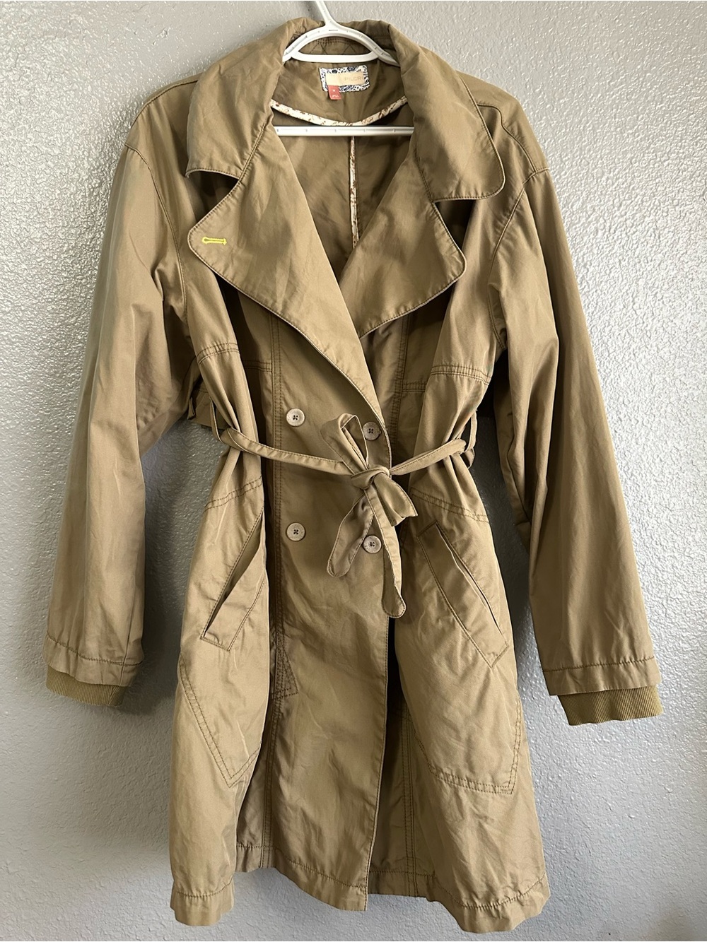Anthropology Pilcro olvid green Belted Trench Coat size M